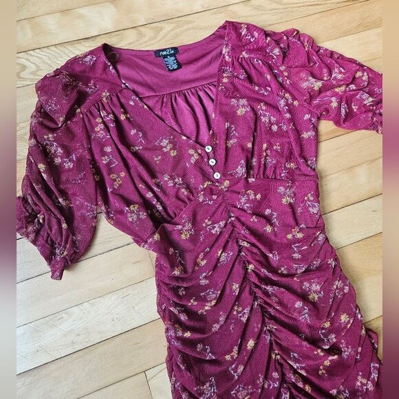 Rue 21 Floral Burgundy Dress - Picture 3 of 9